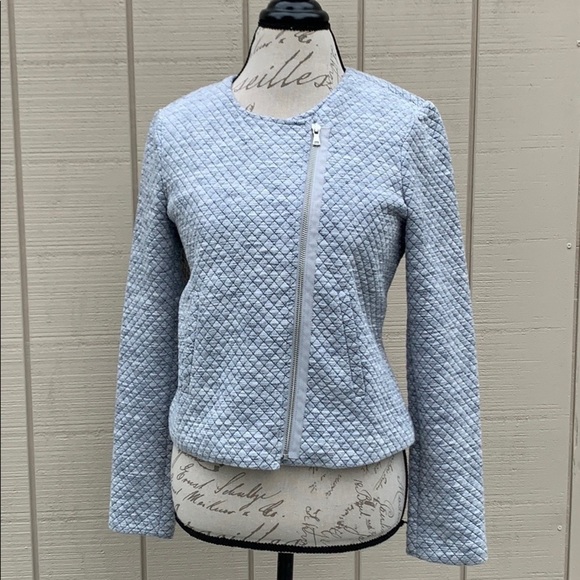 ANN TAYLOR FACTORY Heather Gray Quilt Moto Jacket - Picture 1 of 11